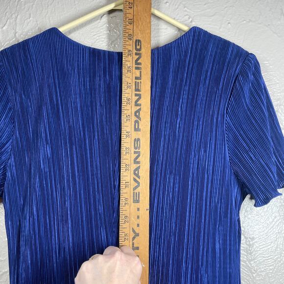 Connected Apparel Womens Blue V Neck Layered Lined Shutter Shift Dress Size 6 - Picture 6 of 8